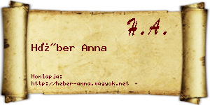 Héber Anna névjegykártya